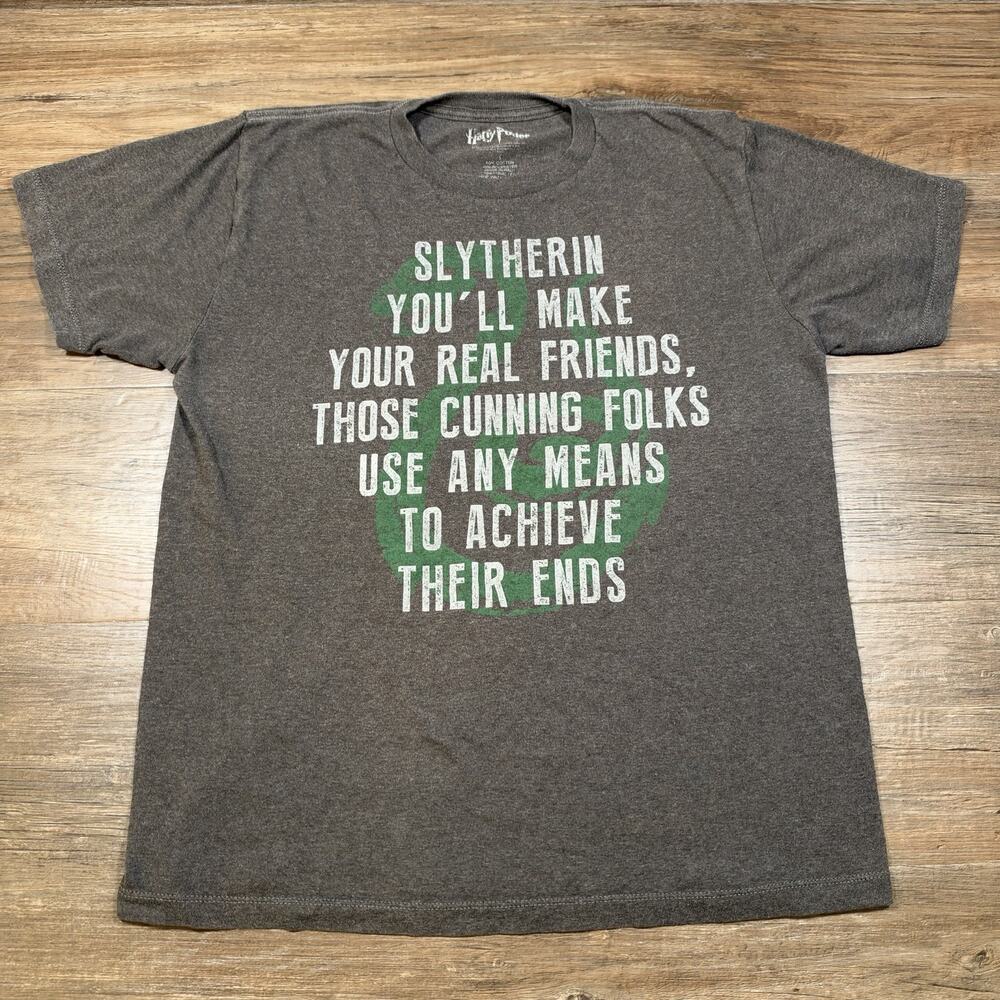 Harry Potter Slytherin T Shirt Mens Small Gray Green Snake Quote Graphic Tee